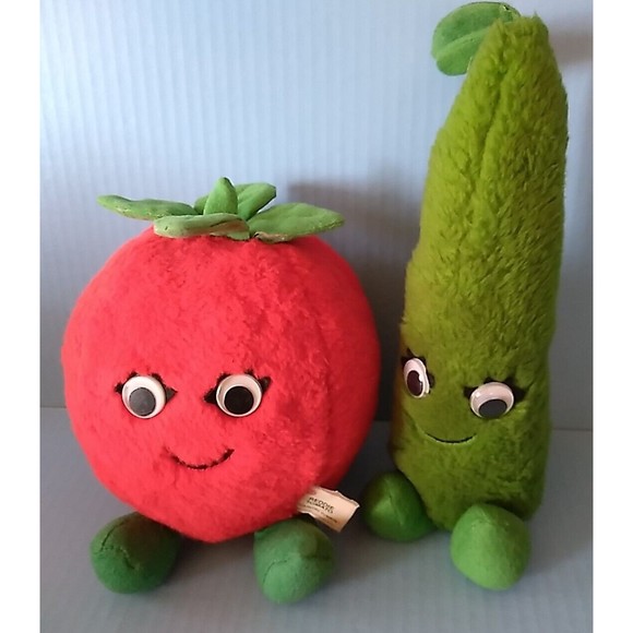 Vtg 1982/83 Del Monte Reddie Tomato Snappie Bean Country Yumkins Plush 7" 10" - Picture 2 of 9